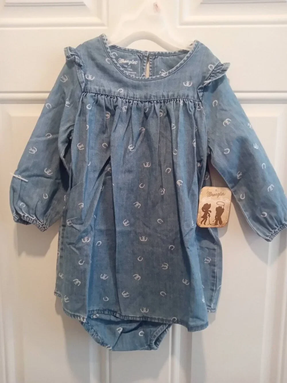 Wrangler Toddler-Girls Horseshoe Print Denim Dress Set 2 Piece
